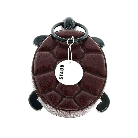 STAUD Handbags - NWT STAUD Tortuga Handheld Bag in Mahogany Clover Turtle Bag Purse $350